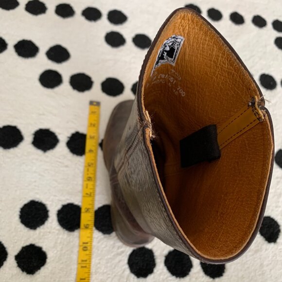 Frye Vintage 70s Campus Boots 7 Brown Distressed Leather Boho Chunky Block Heel - Picture 15 of 16